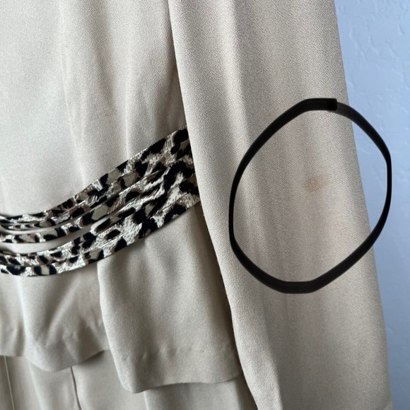 VTG R.J. & Co Women's Tan Dress Suit Set Leopard Trim Size 10P USA *FLAWS* - Picture 5 of 16